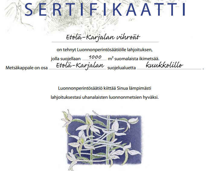 Joululahja Luonnonperintösäätiön suojelutyölle